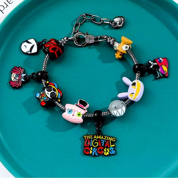 Black Gold Plated Amazing Digital Circus Video Game Themed Loaded Charm Bracelet - Picture 1 of 11